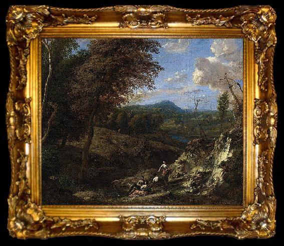 framed  Corneille Huysmans Wooded Hilly Landscape, ta009-2
